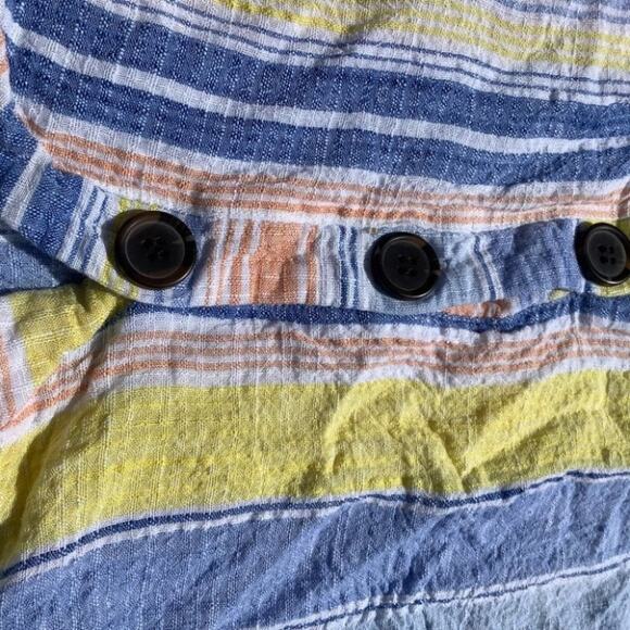 A New Approach Pastel Tank Button Linen Size Small Beach Coastal Summer Stripes - Picture 5 of 7